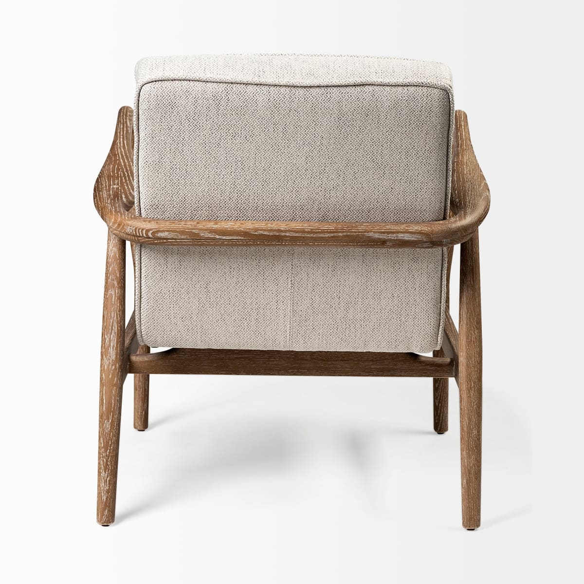 Ajax Upholstered Accent Chair Cream Fabric | Brown Wood - accent-chairs