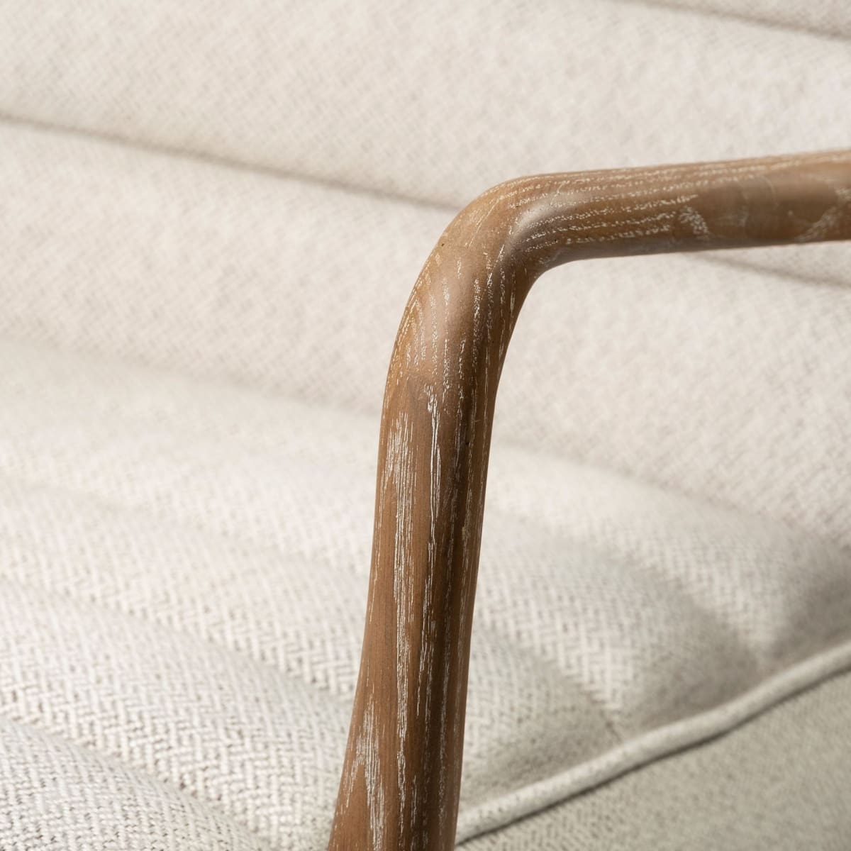 Ajax Upholstered Accent Chair Cream Fabric | Brown Wood - accent-chairs