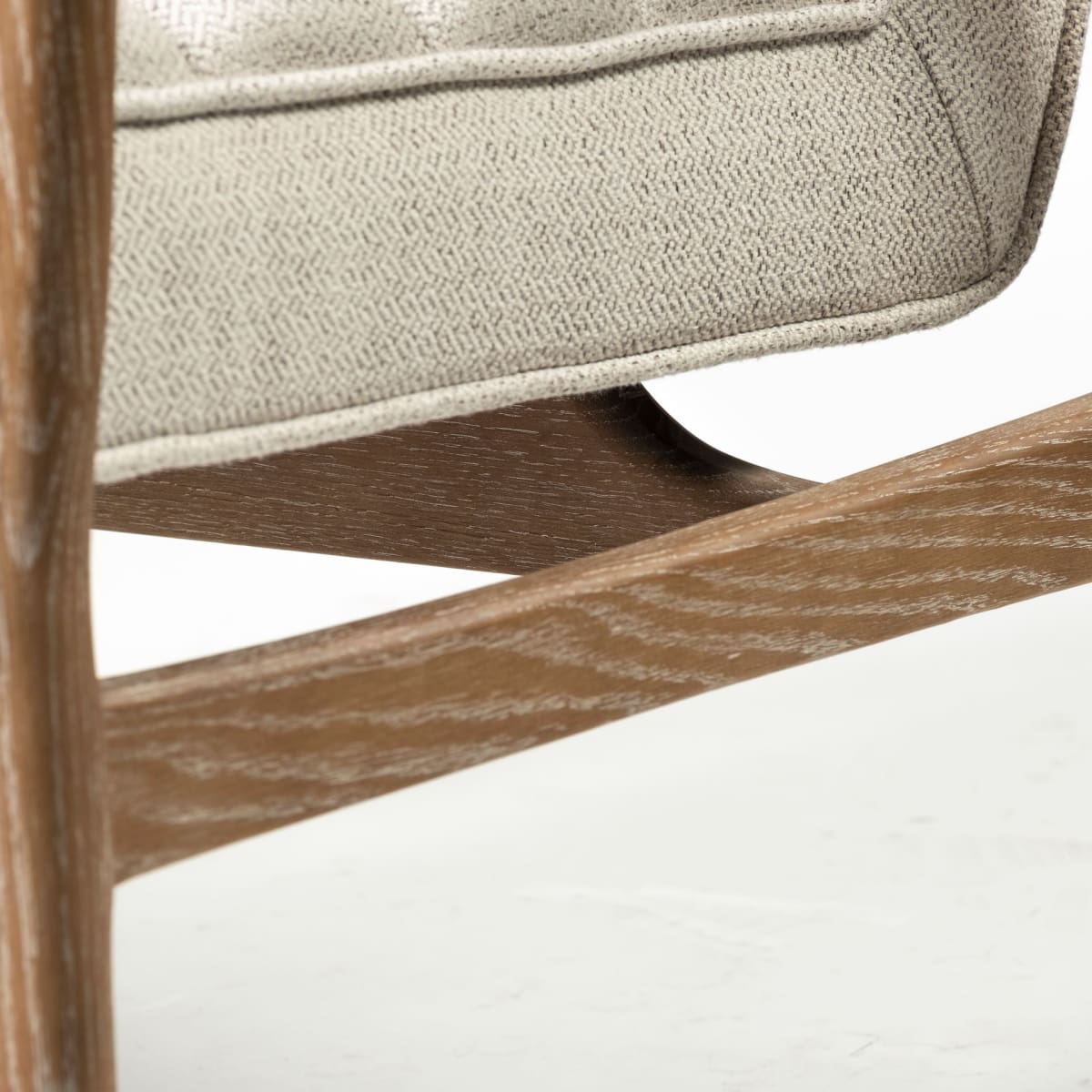 Ajax Upholstered Accent Chair Cream Fabric | Brown Wood - accent-chairs