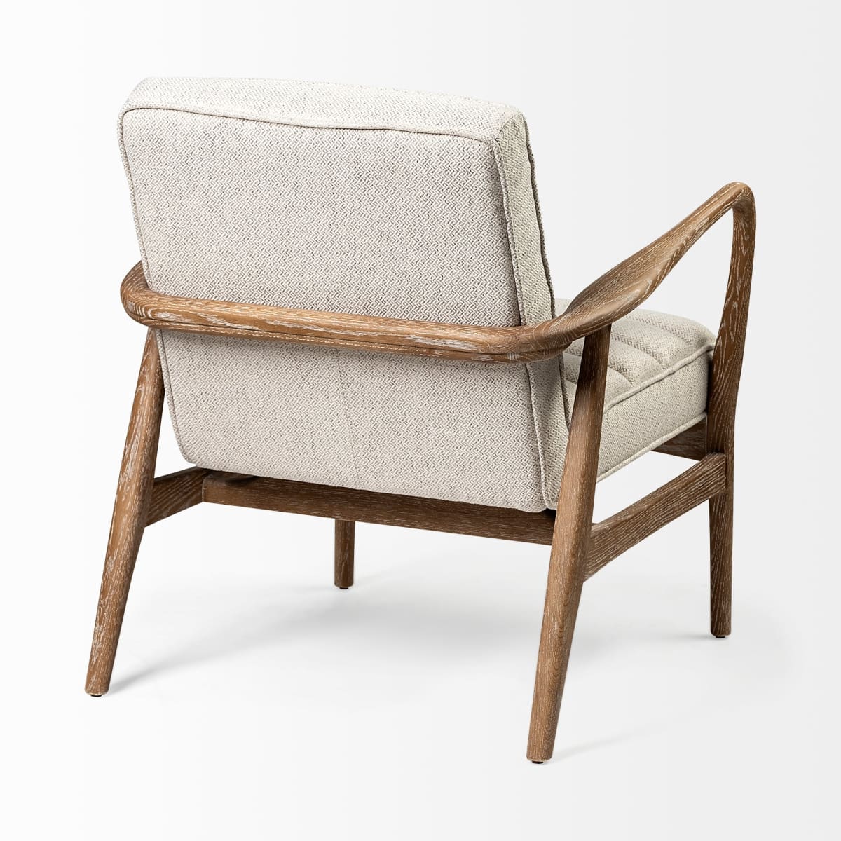 Ajax Upholstered Accent Chair Cream Fabric | Brown Wood - accent-chairs