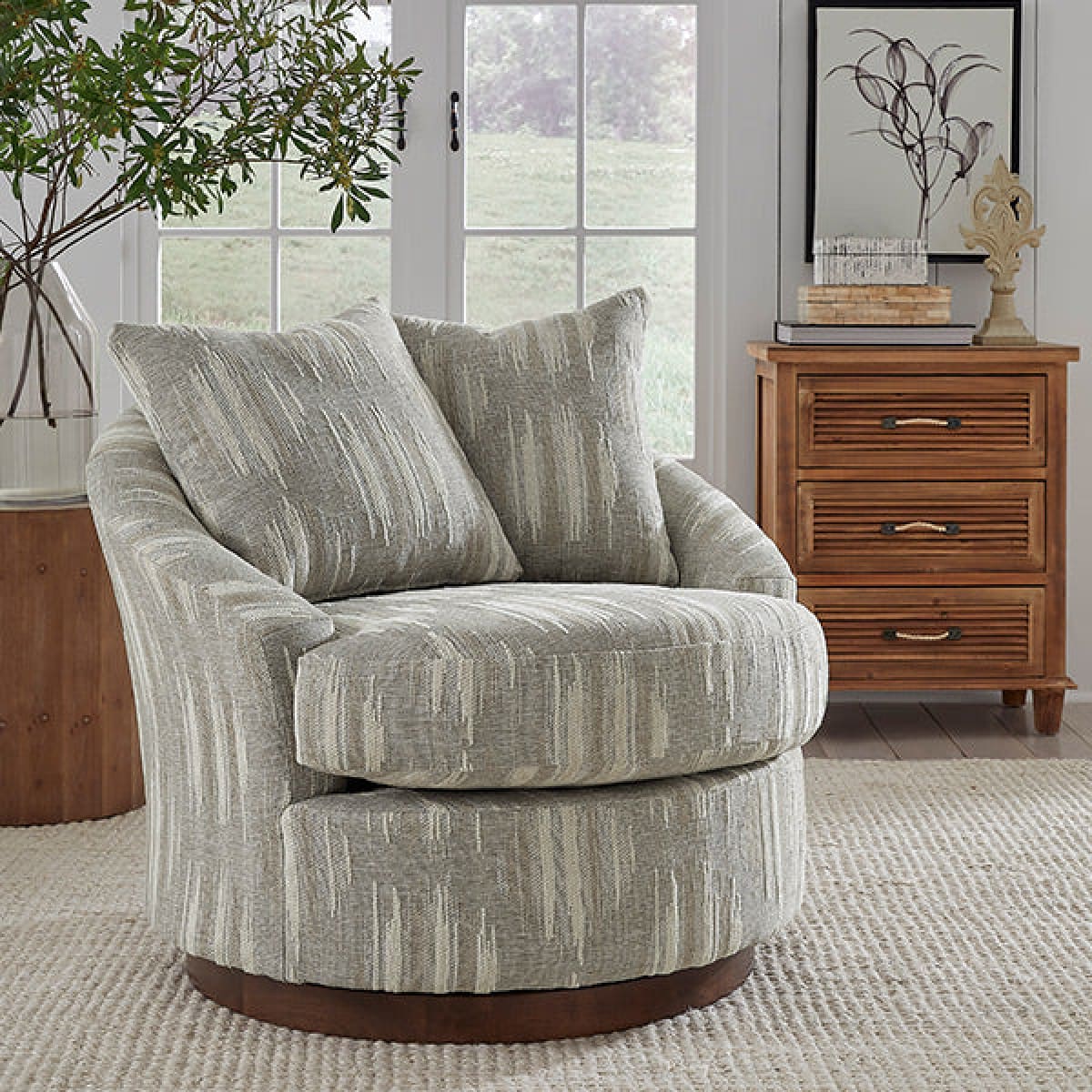 Furniture Barn Alanna Swivel Barrel Chair