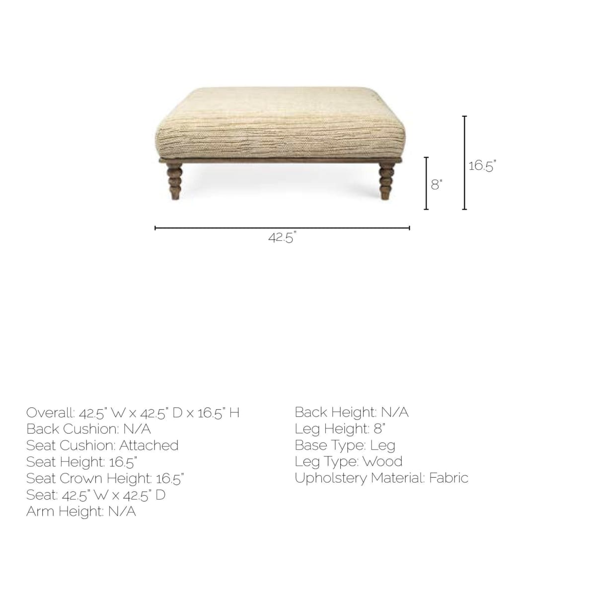 Alder Square Bench Cream Fabric | Brown Wood - benches