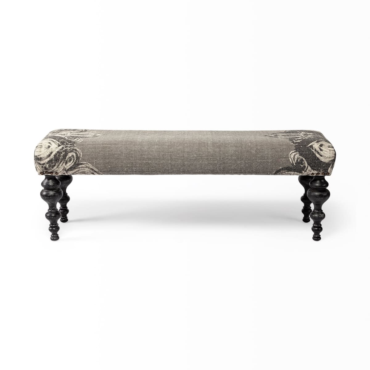 Alhambra Bench Gray Fabric | Black Wood - benches