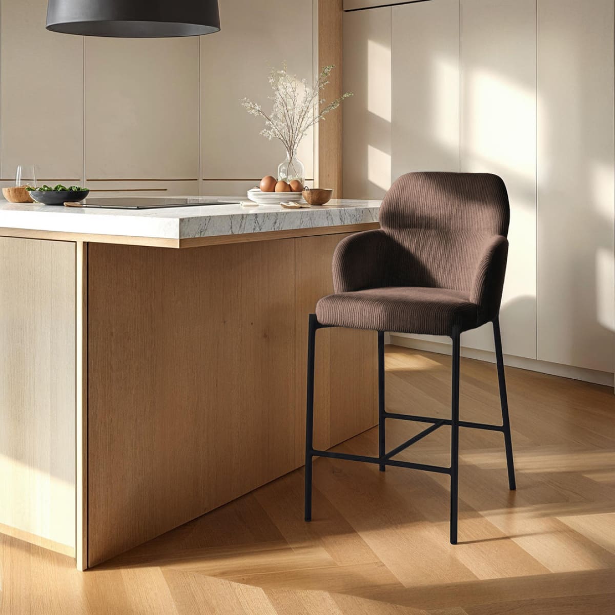 Allegra Counter Stool - Corduroy Brown - lh-import-stools