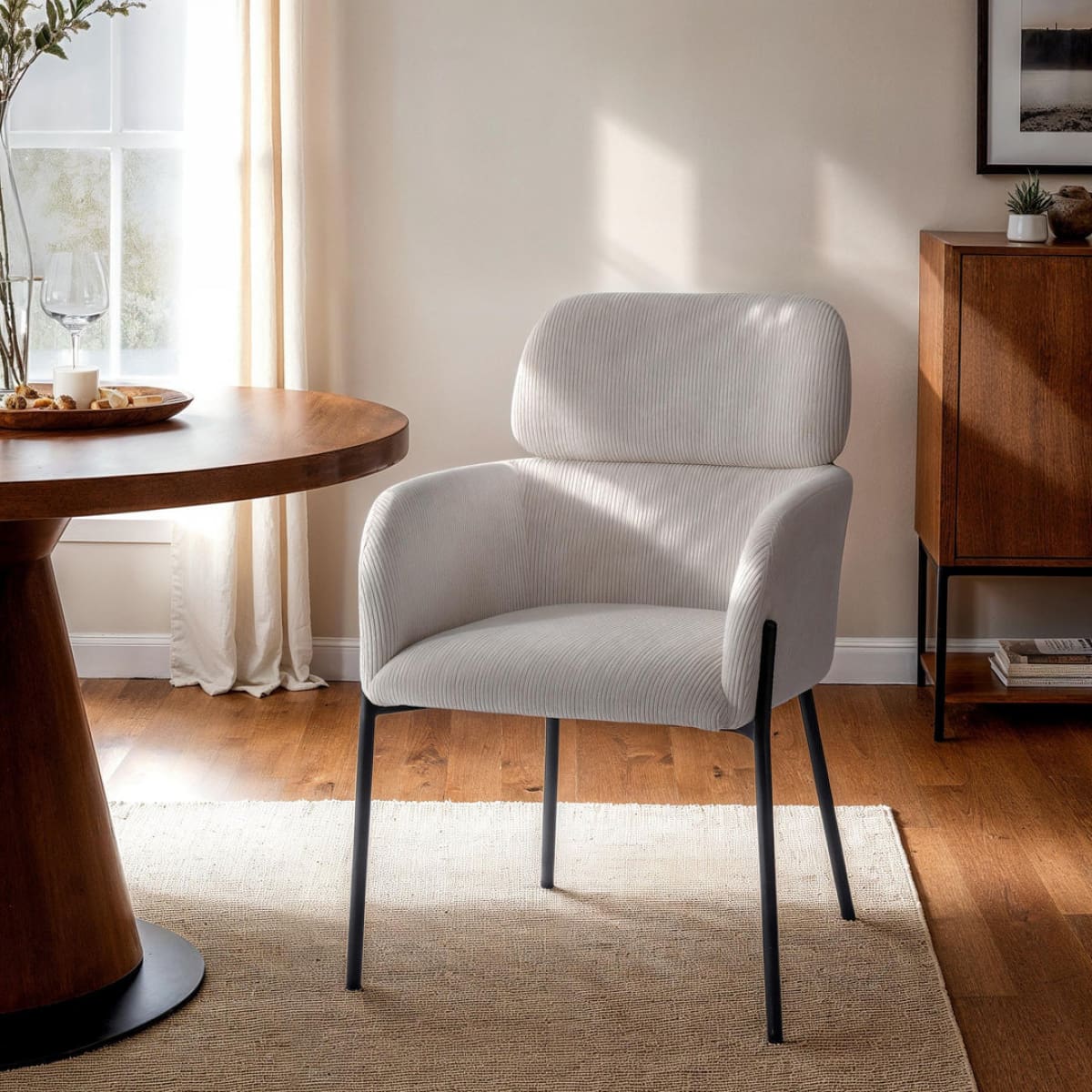 Allegra Dining Chair - Corduroy White - lh-import-dining-chairs