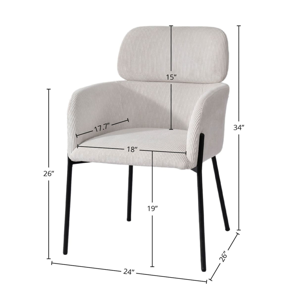 Allegra Dining Chair - Corduroy White - lh-import-dining-chairs