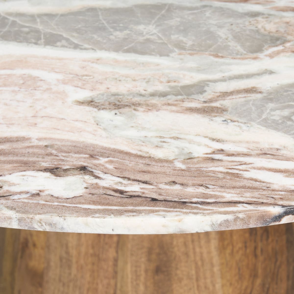 Allyson Dining Table Pink Marble | Brown Wood | 54’’ - dining-table