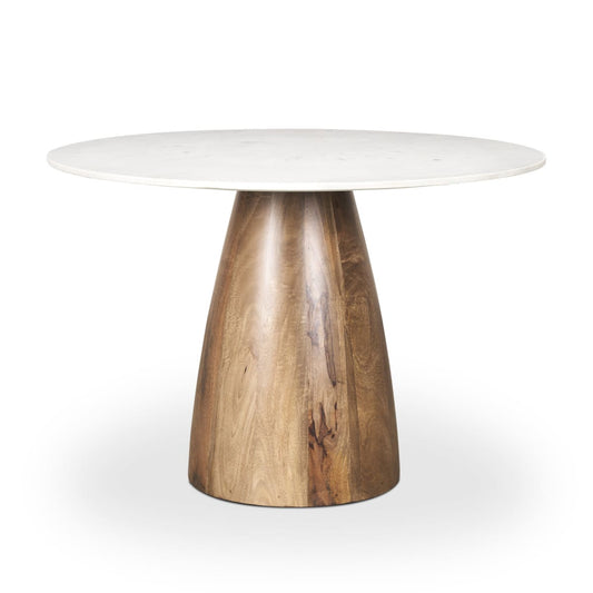 Allyson Dining Table White Marble | Medium Brown Wood - dining-table
