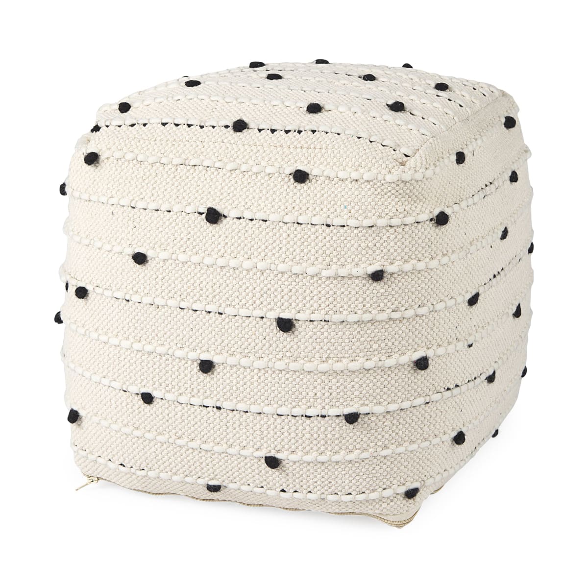 Amaira Pouf Cream/Black/White | Wool/Cotton - poufs