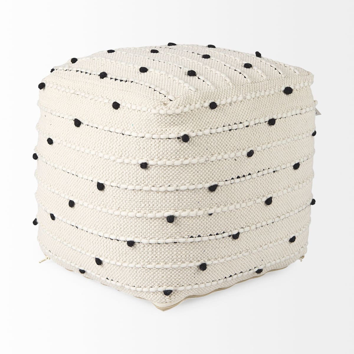 Amaira Pouf Cream/Black/White | Wool/Cotton - poufs