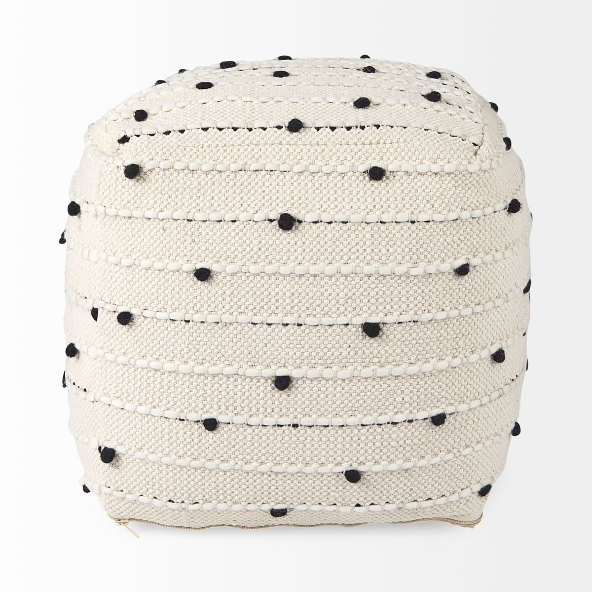 Amaira Pouf Cream/Black/White | Wool/Cotton - poufs