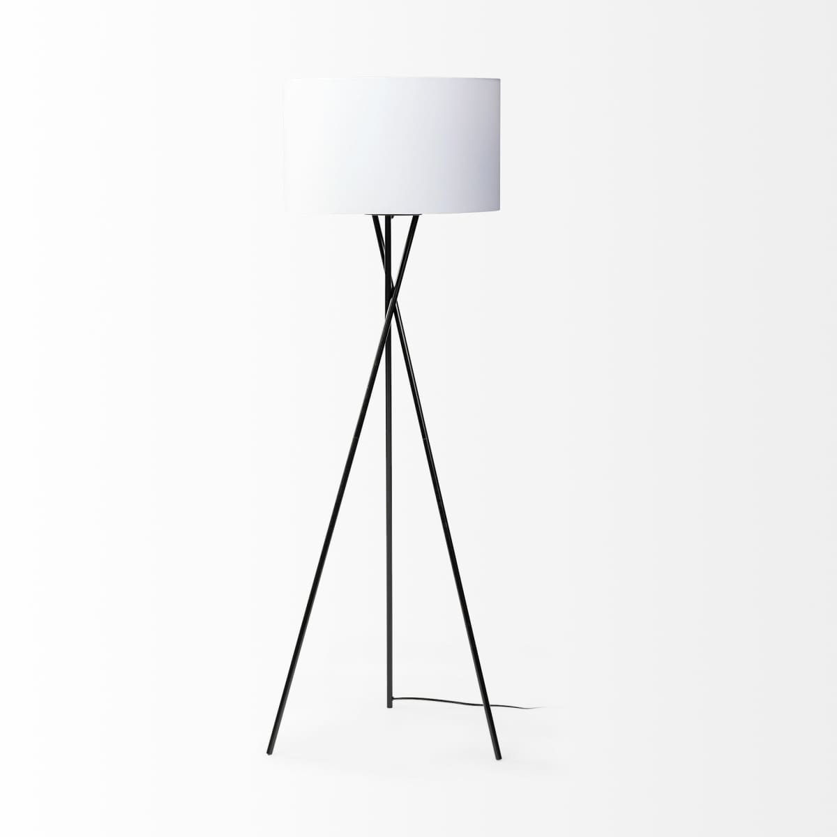 Ambrose Floor Lamp Black Metal | White Shade - floor-lamps