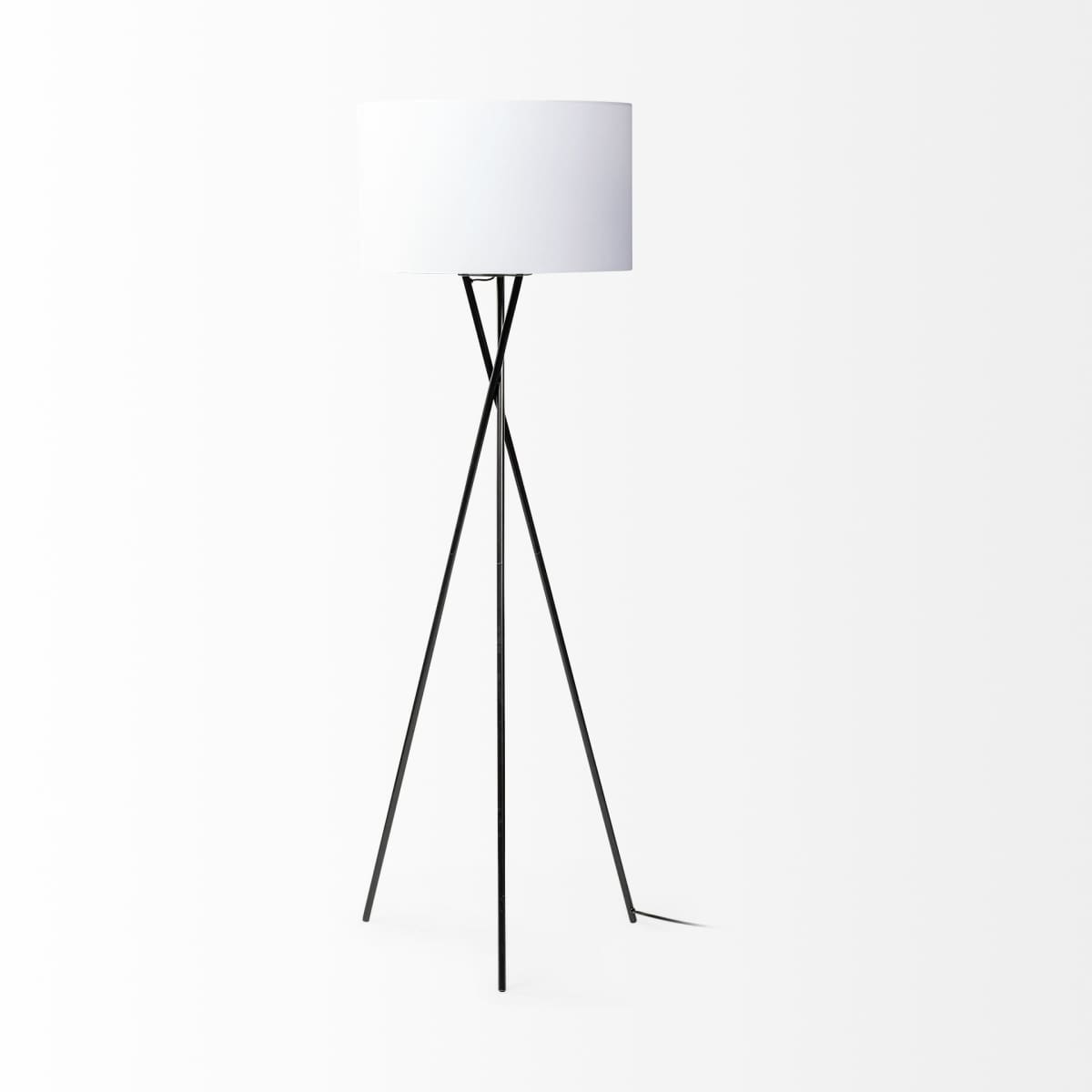 Ambrose Floor Lamp Black Metal | White Shade - floor-lamps