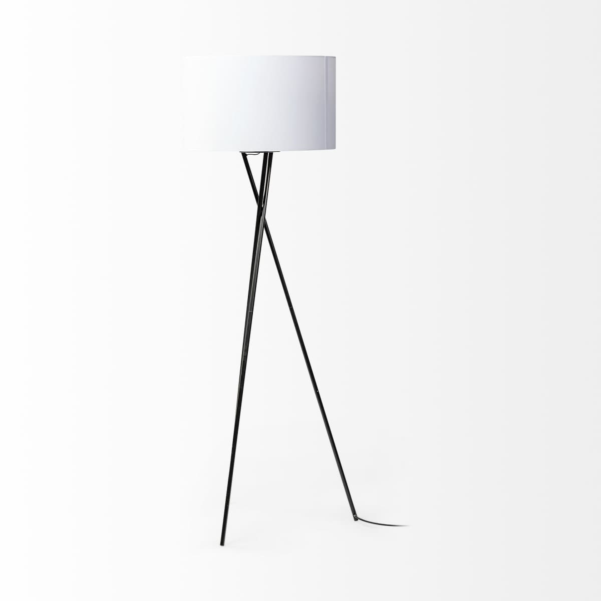 Ambrose Floor Lamp Black Metal | White Shade - floor-lamps