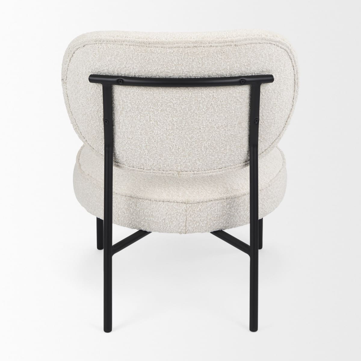 Amelia Accent Chair Cream Bouclé Fabric | Black Metal - accent-chairs