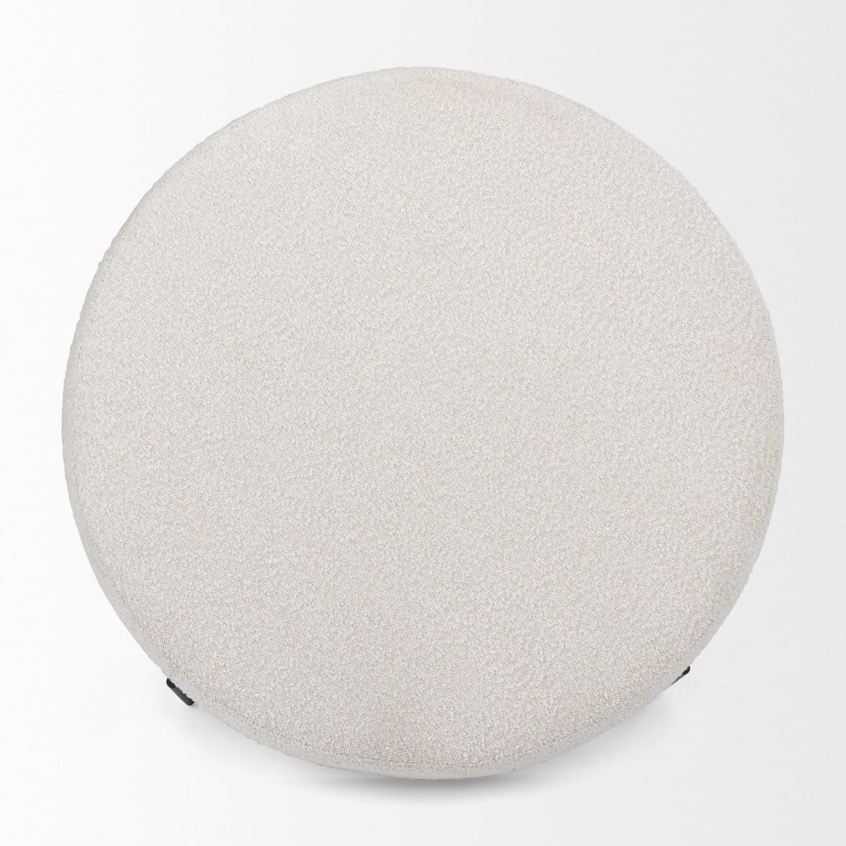 Amelia Ottoman Cream Bouclé Fabric | Black Metal - ottoman-and-poufs