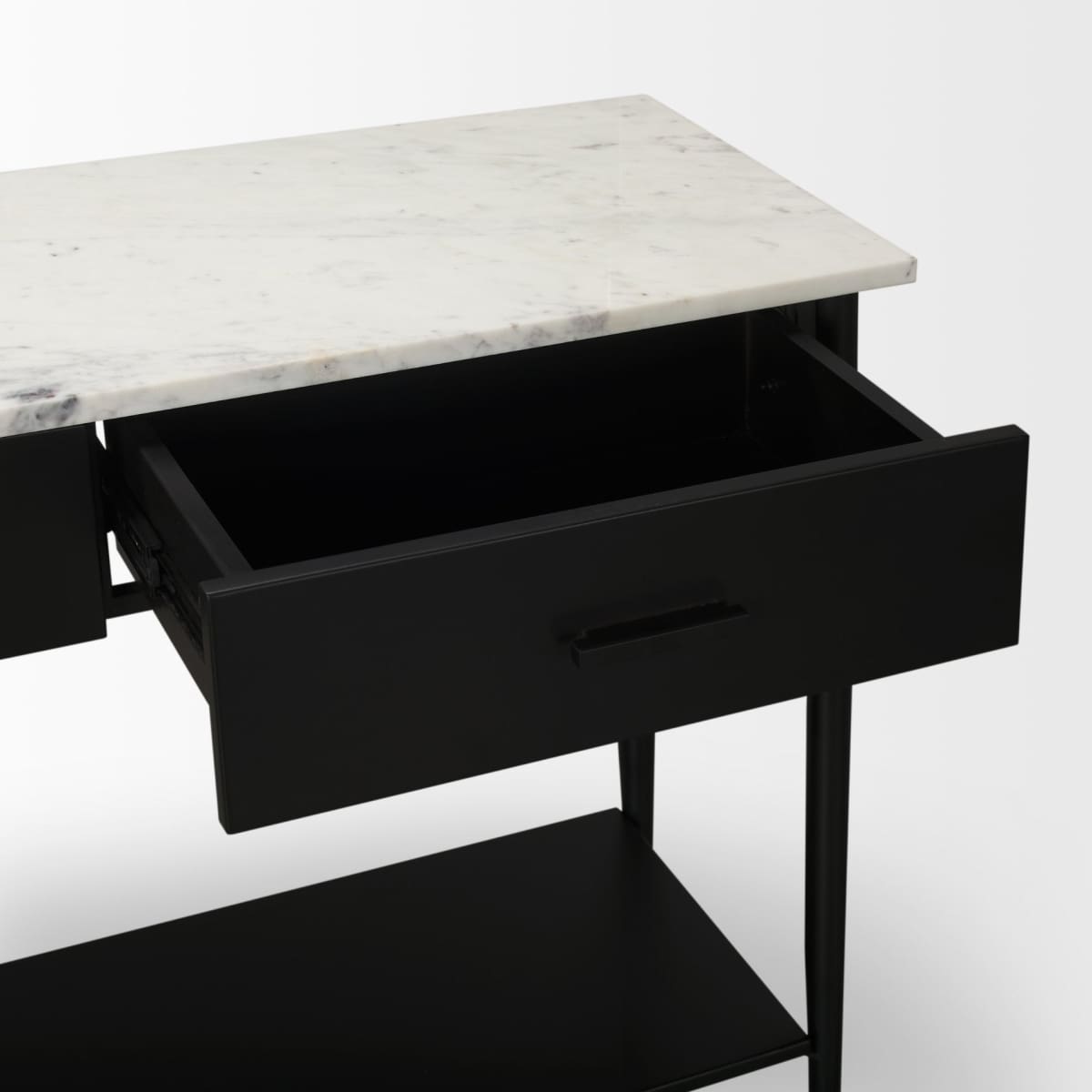 Amika Console Table Black Metal | White Marble - console-tables