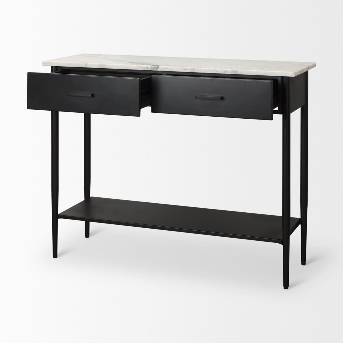 Amika Console Table Black Metal | White Marble - console-tables