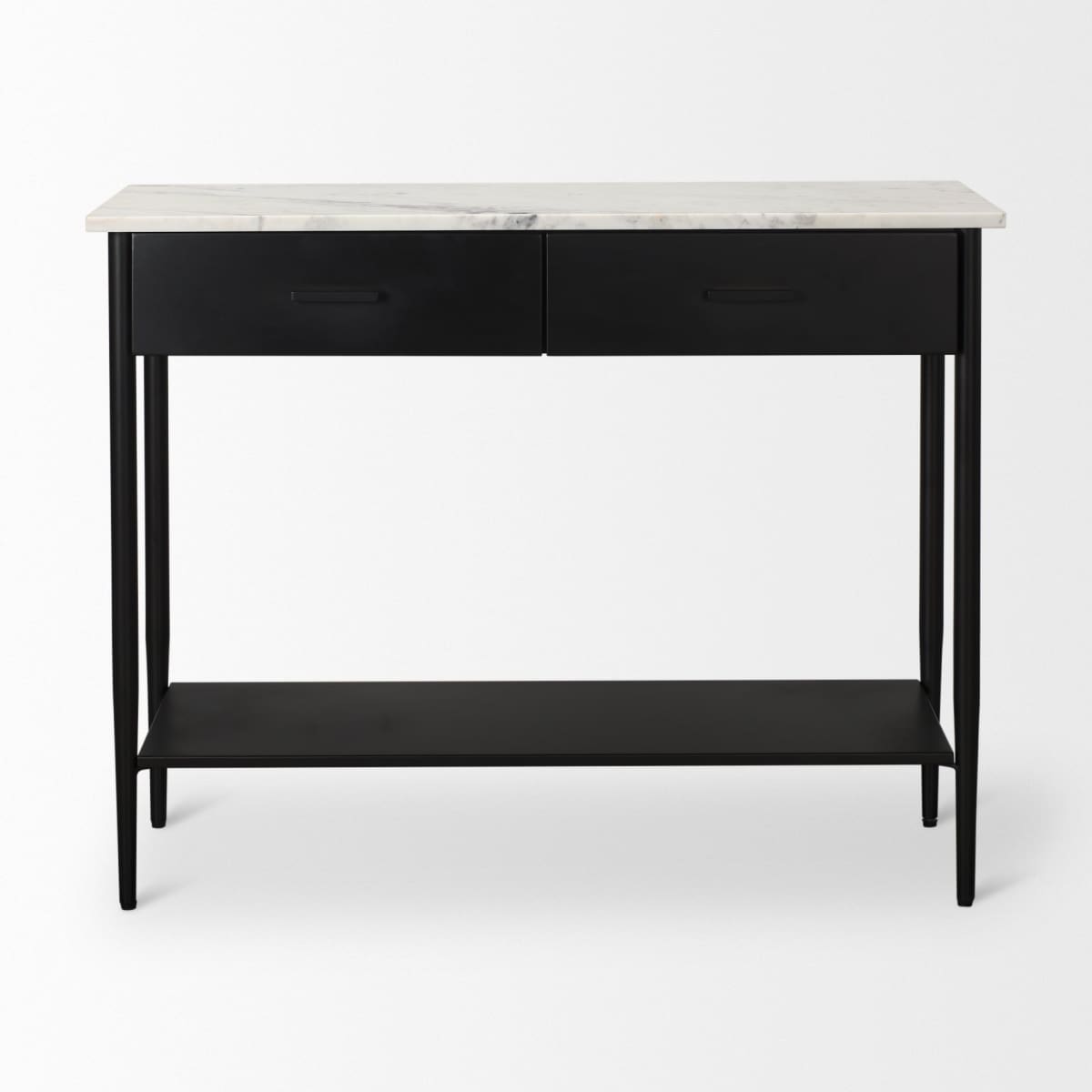 Amika Console Table Black Metal | White Marble - console-tables