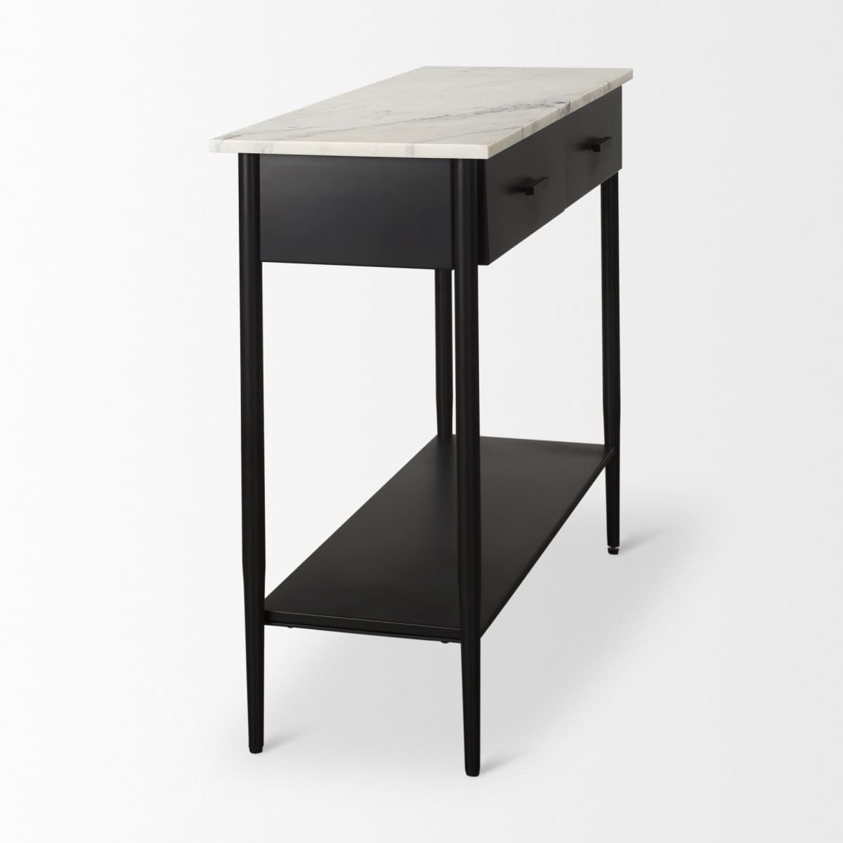 Amika Console Table Black Metal | White Marble - console-tables