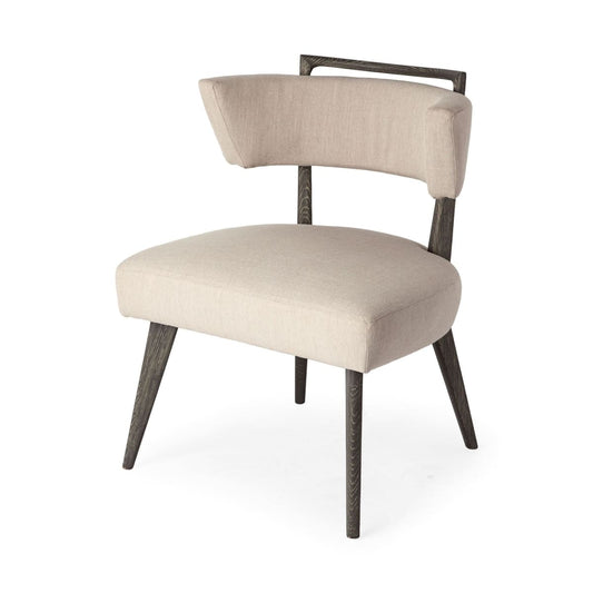 Andrew Accent Chair Series Cream Fabric | Dark Brown Wood - accent-chairs