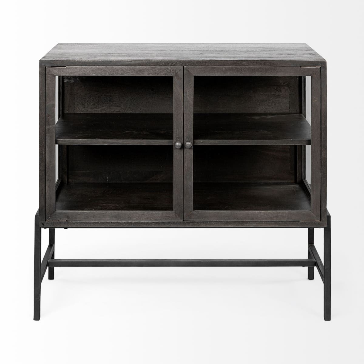 Arelius Accent Cabinet Black-Brown Wood | Black Metal - acc-chest-cabinets