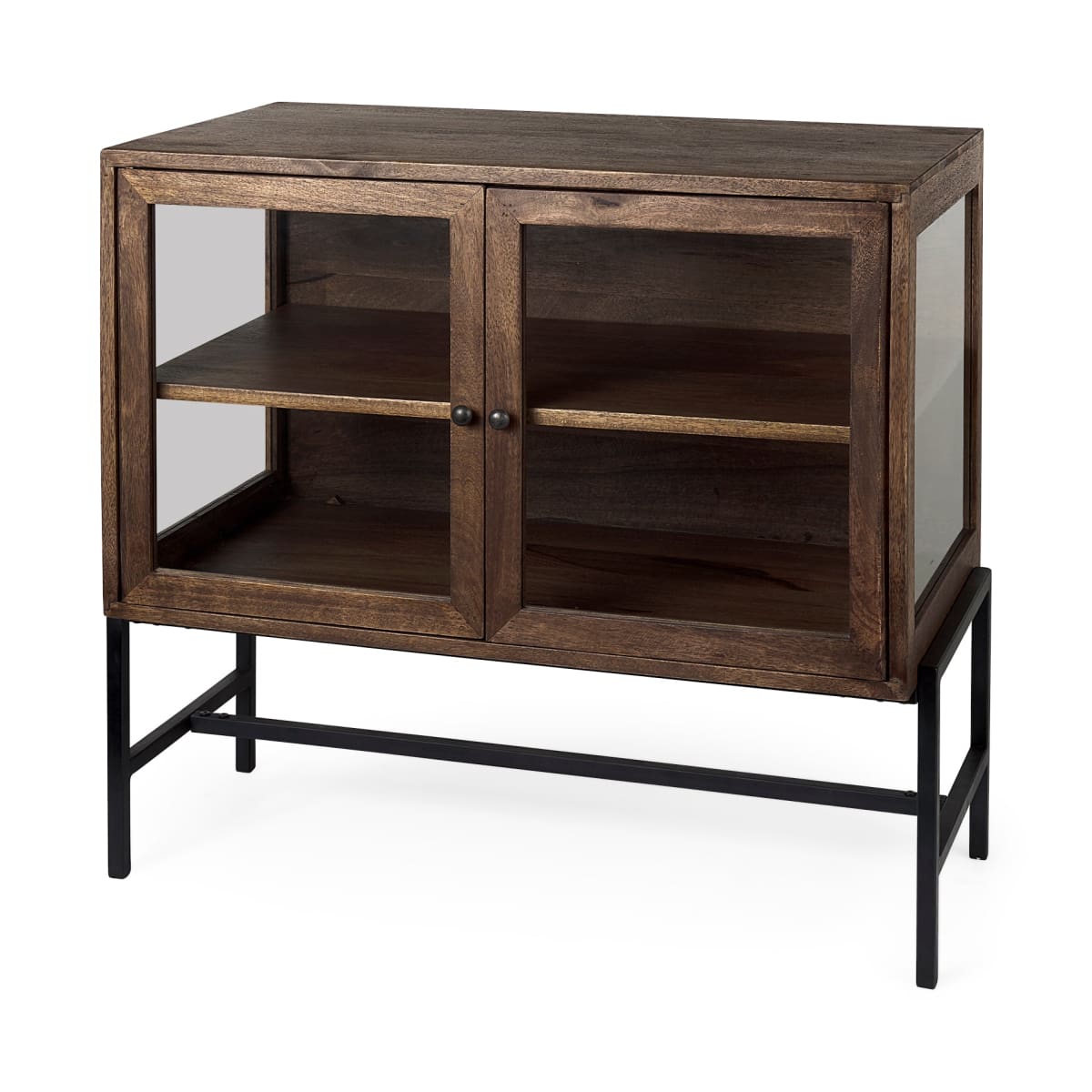 Arelius Accent Cabinet Medium Brown Wood | Black Metal - acc-chest-cabinets