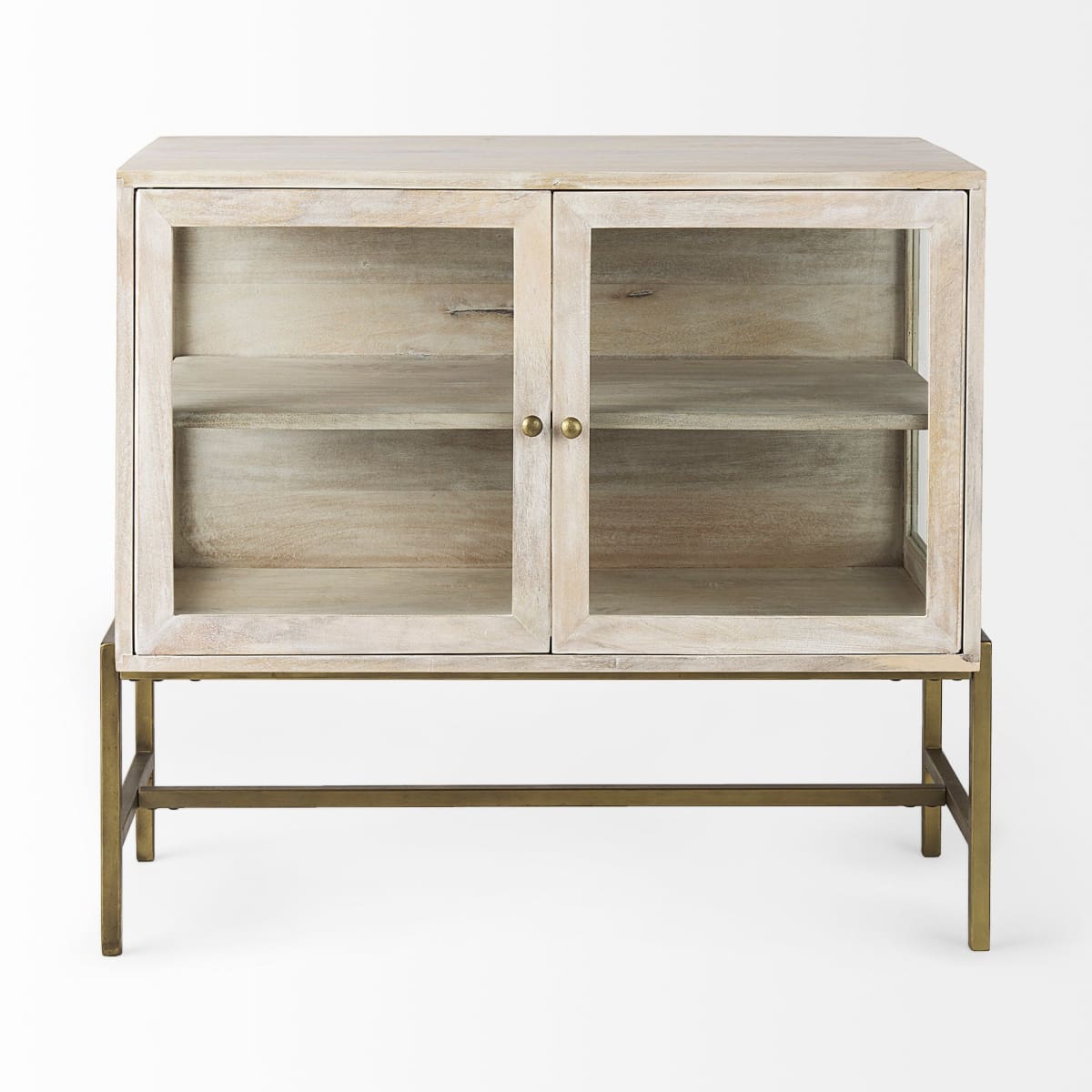 Arelius Accent Cabinet White Wood | Gold Metal - acc-chest-cabinets