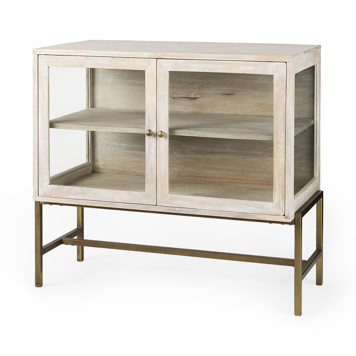 Arelius Accent Cabinet White Wood | Gold Metal - acc-chest-cabinets