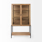 Arelius Cabinet Light Brown Wood | Black Metal - cabinets
