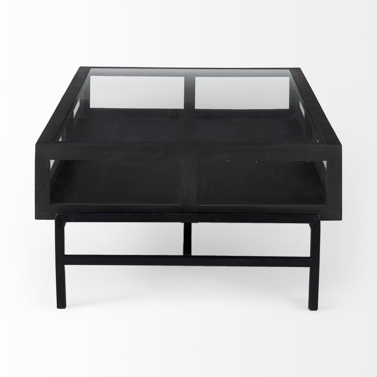 Arelius Coffee Table % 7C Rectangular Black-Brown Wood | Black Metal | Rectangular - coffee-tables