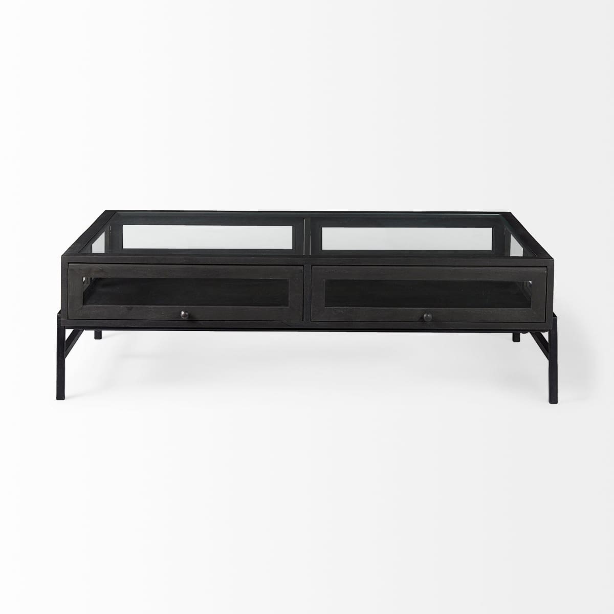 Arelius Coffee Table % 7C Rectangular Black-Brown Wood | Black Metal | Rectangular - coffee-tables