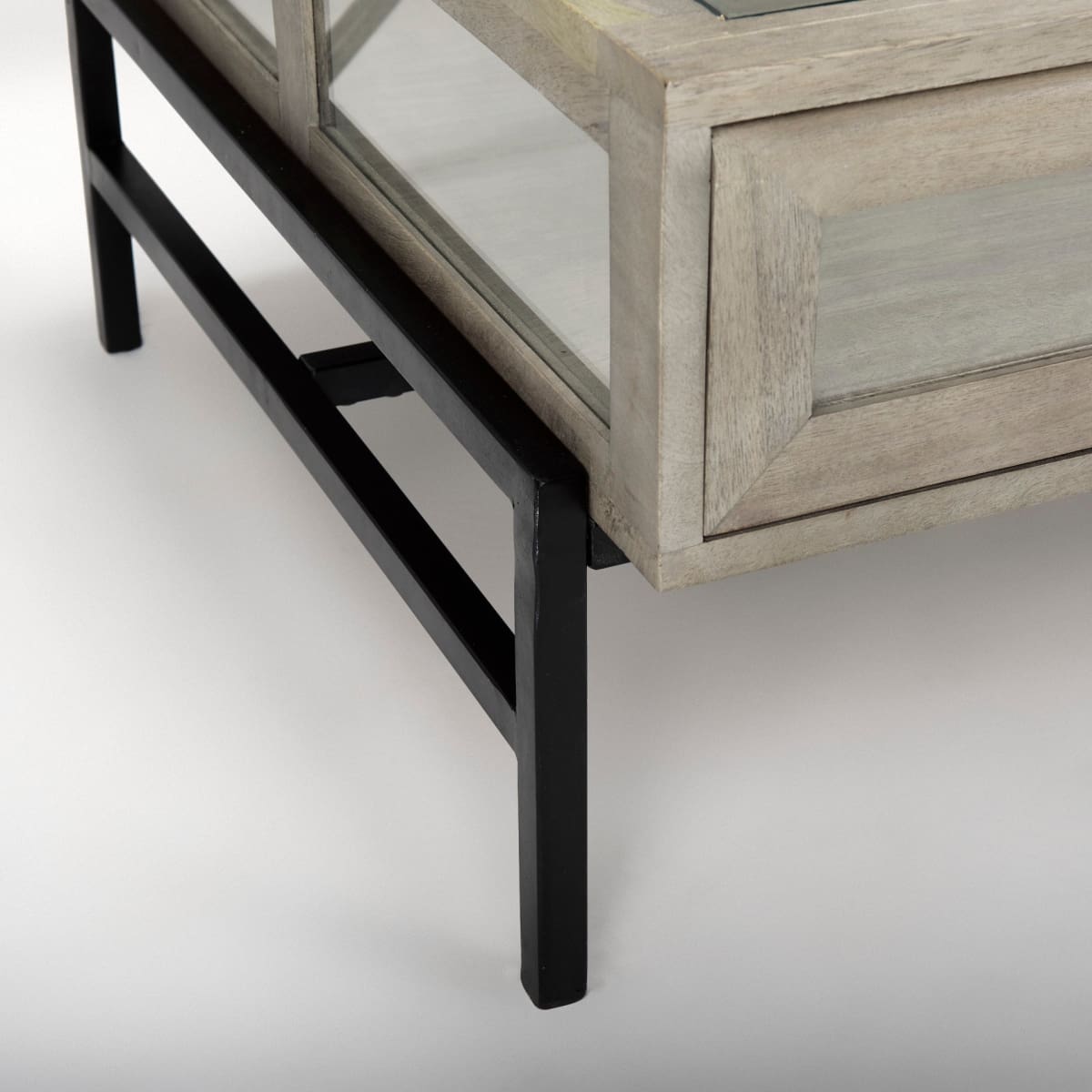 Arelius Coffee Table %7C Rectangular Gray Wood | Black Metal | Rectangular - coffee-tables