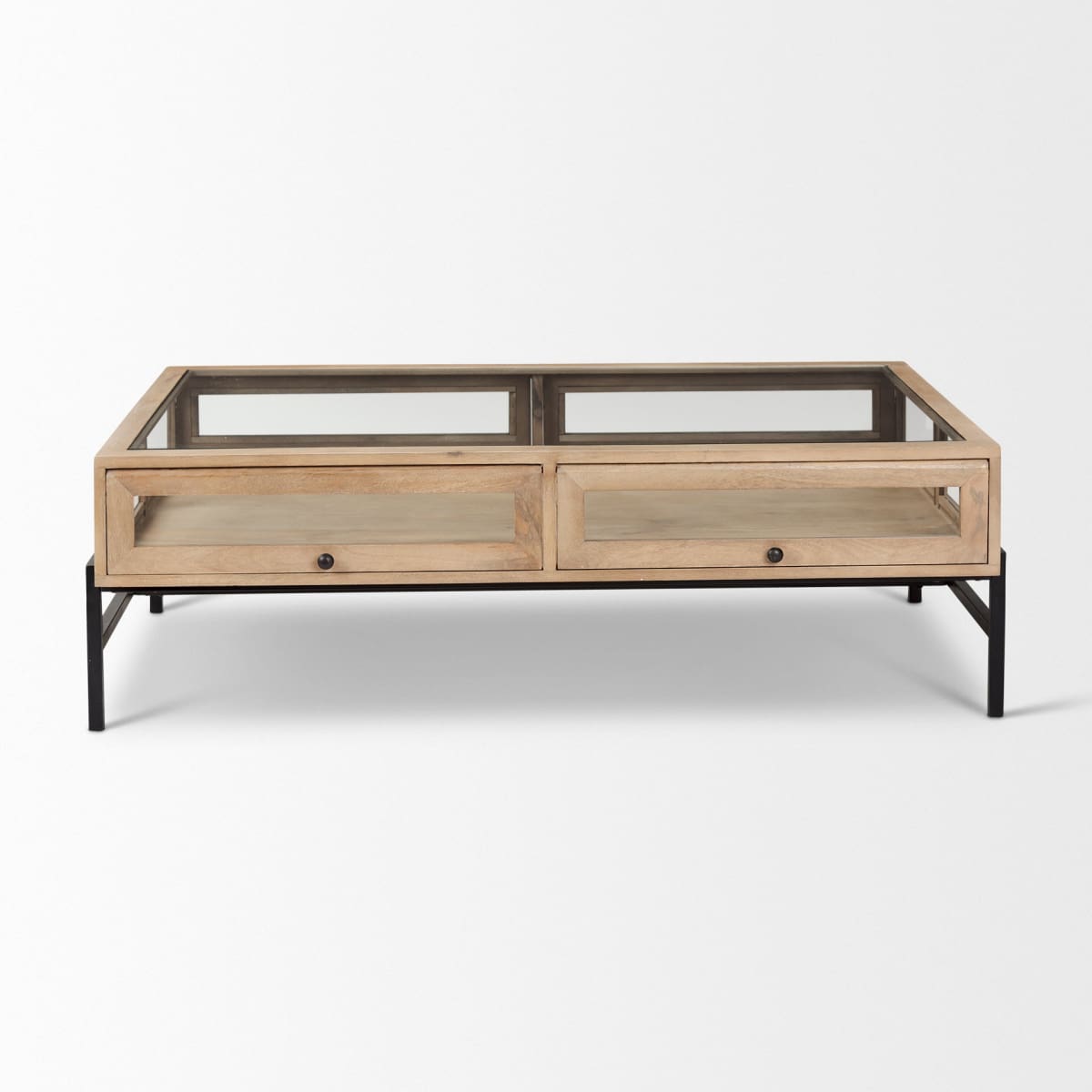 Arelius Coffee Table % 7C Rectangular Light Brown Wood | Black Metal | Rectangular - coffee-tables