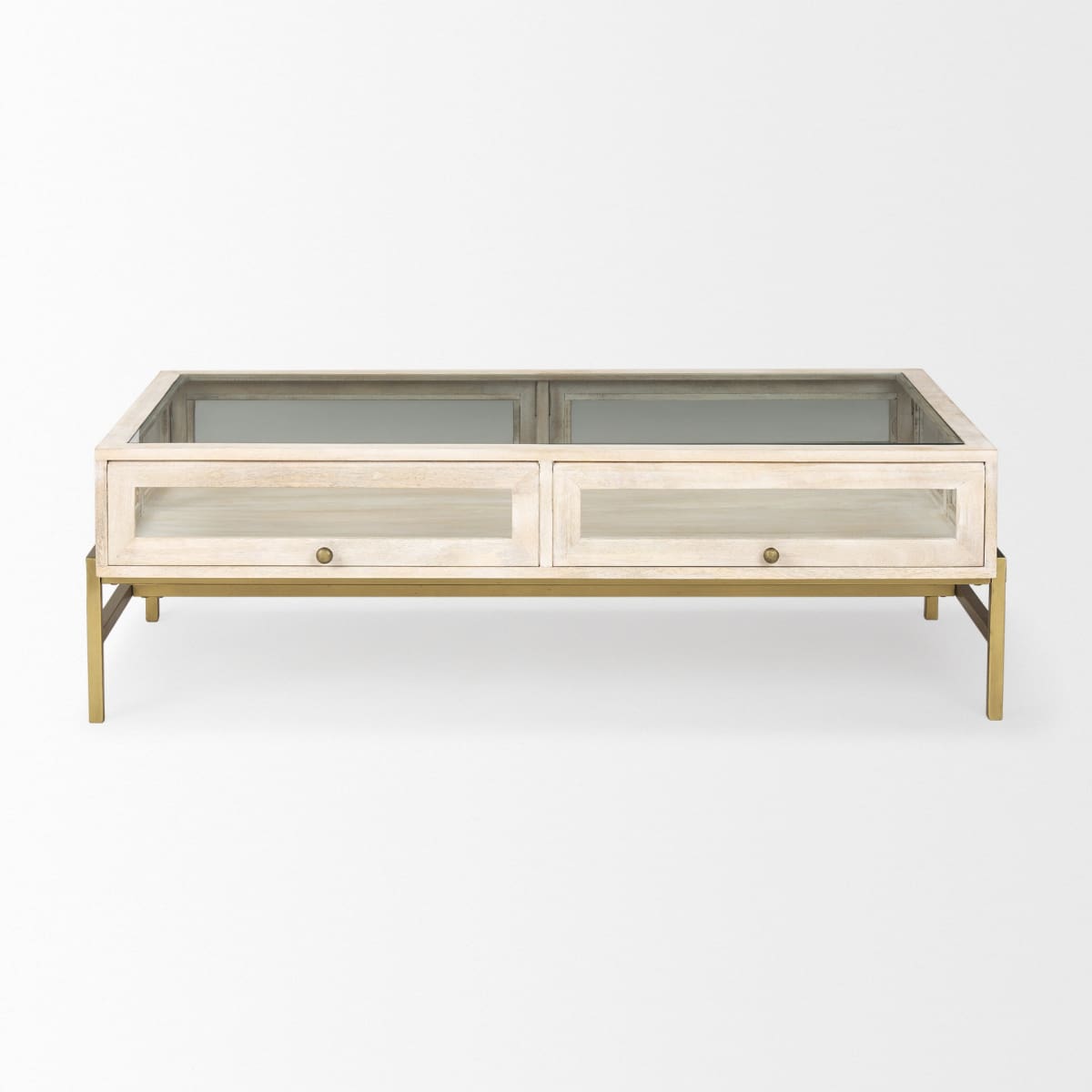 Arelius Coffee Table % 7C Rectangular White Wood | Gold Metal | Rectangular - coffee-tables