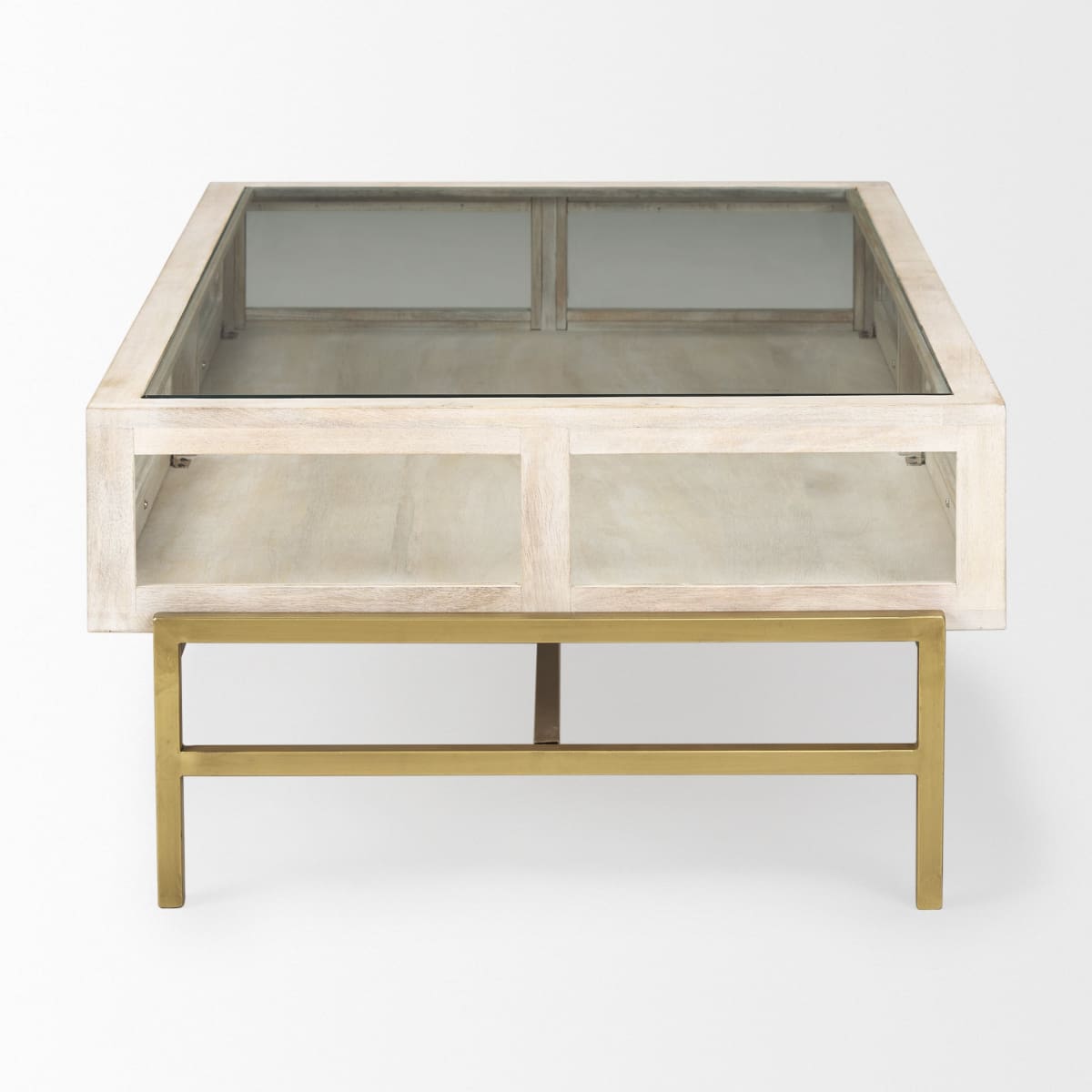 Arelius Coffee Table % 7C Rectangular White Wood | Gold Metal | Rectangular - coffee-tables