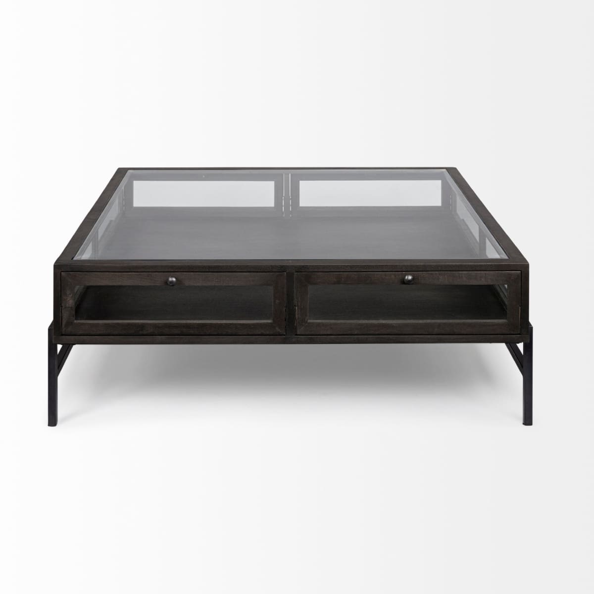 Arelius Coffee Table % 7C Square Black-Brown Wood | Black Metal | Square - coffee-tables