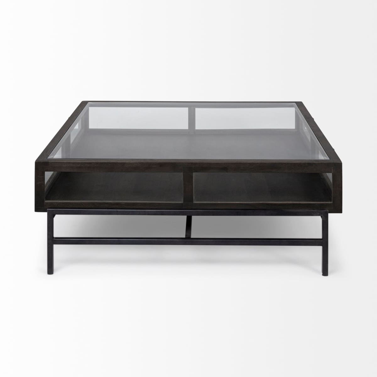 Arelius Coffee Table % 7C Square Black-Brown Wood | Black Metal | Square - coffee-tables