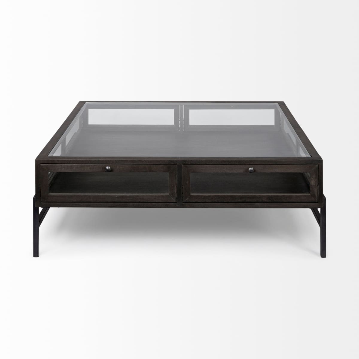 Arelius Coffee Table % 7C Square Black-Brown Wood | Black Metal | Square - coffee-tables