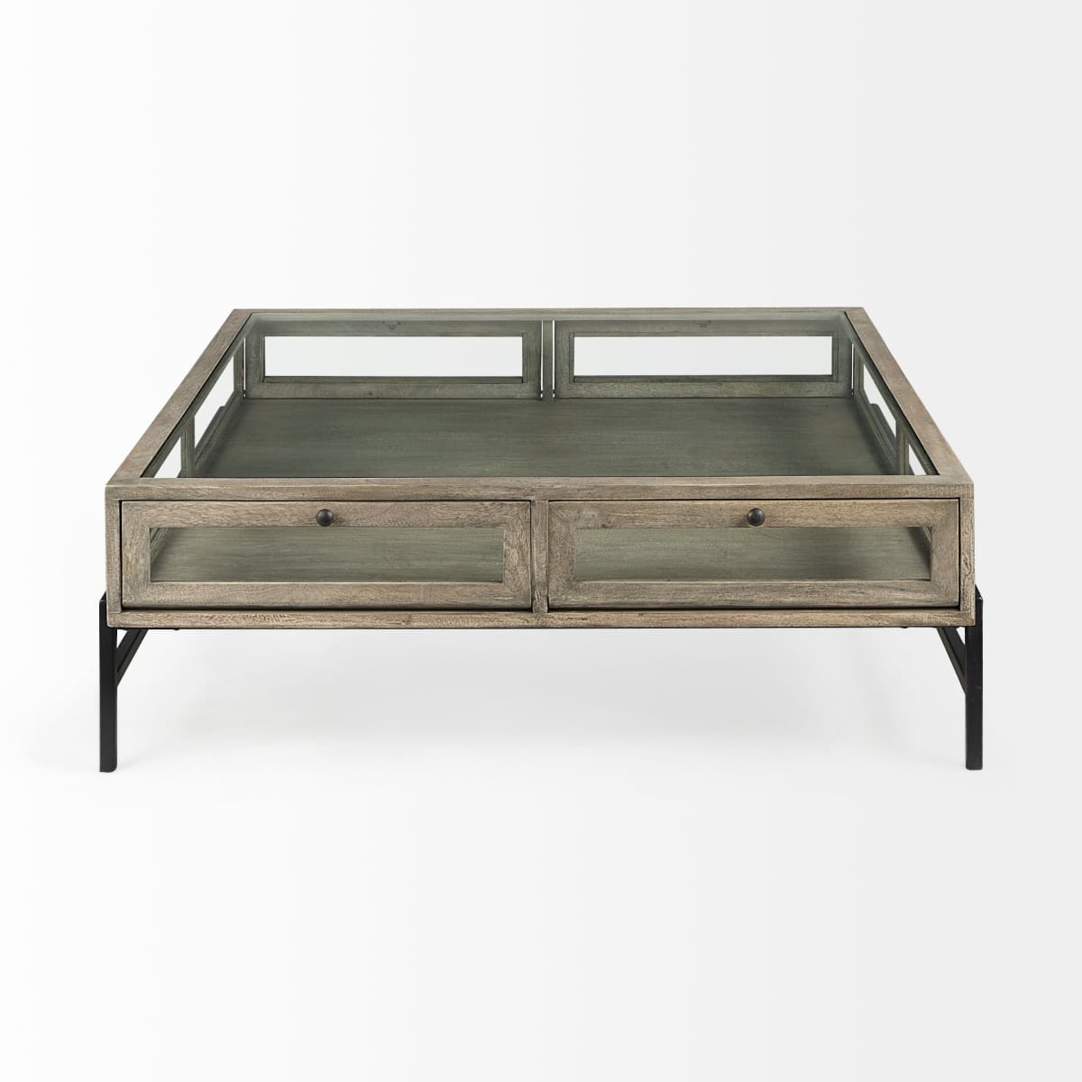 Arelius Coffee Table % 7C Square Gray Wood | Black Metal | Square - coffee-tables