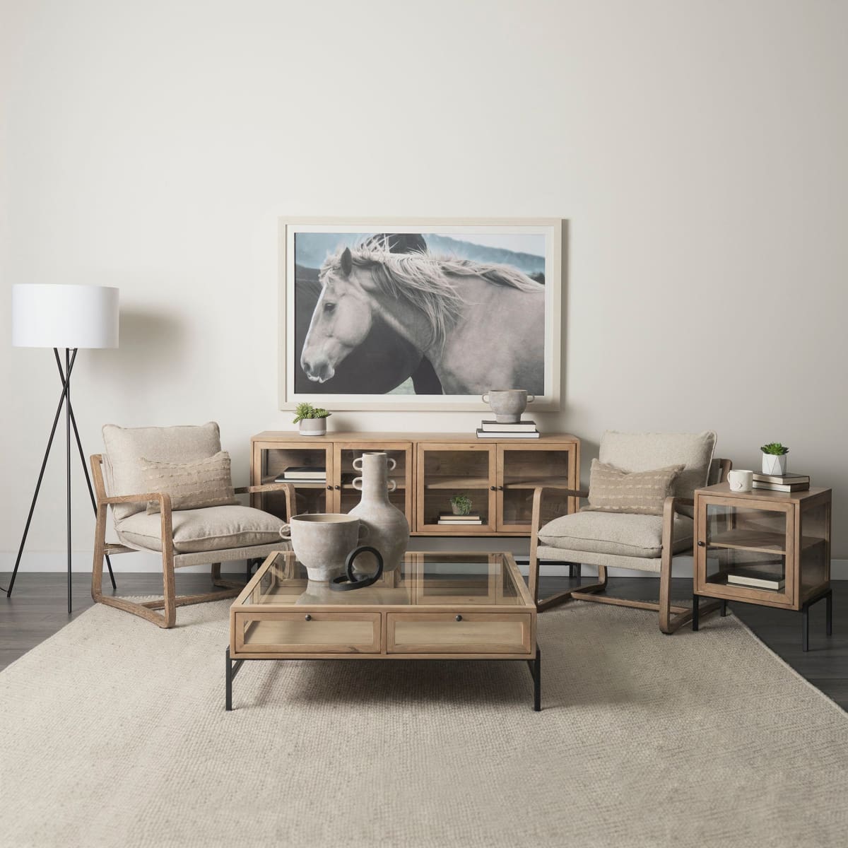 Arelius Coffee Table %7C Square Light Brown Wood | Black Metal | Square - coffee-tables