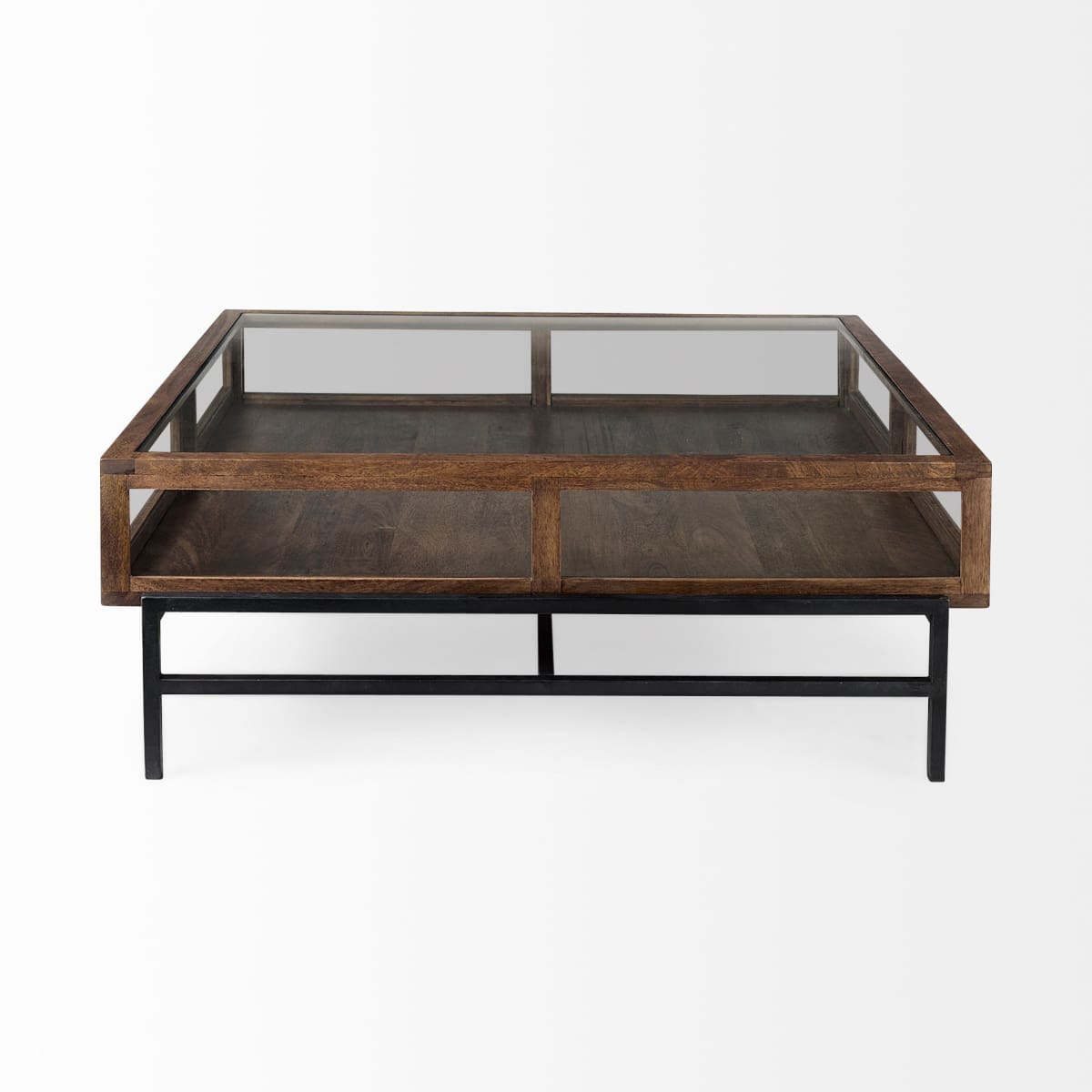 Arelius Coffee Table %7C Square Medium Brown | Black Metal | Square - coffee-tables