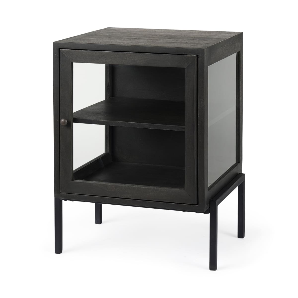 Arelius End Side Table Dark Black-Brown Wood | Black Metal - end-and-side-tables