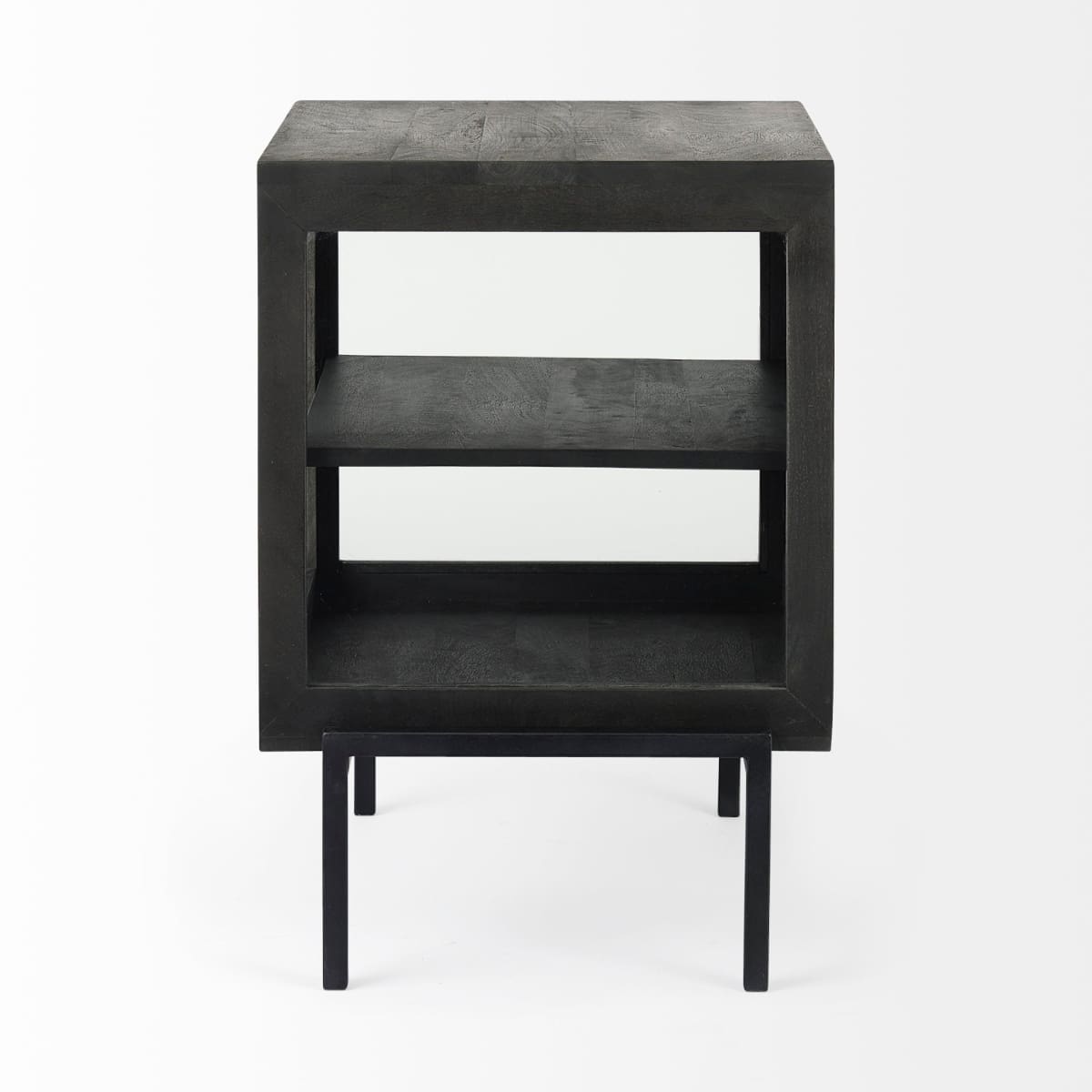 Arelius End Side Table Dark Black-Brown Wood | Black Metal - end-and-side-tables