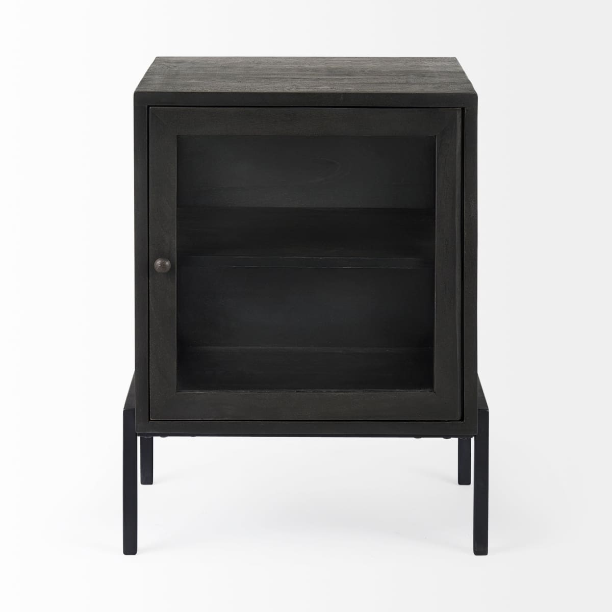 Arelius End Side Table Dark Black-Brown Wood | Black Metal - end-and-side-tables