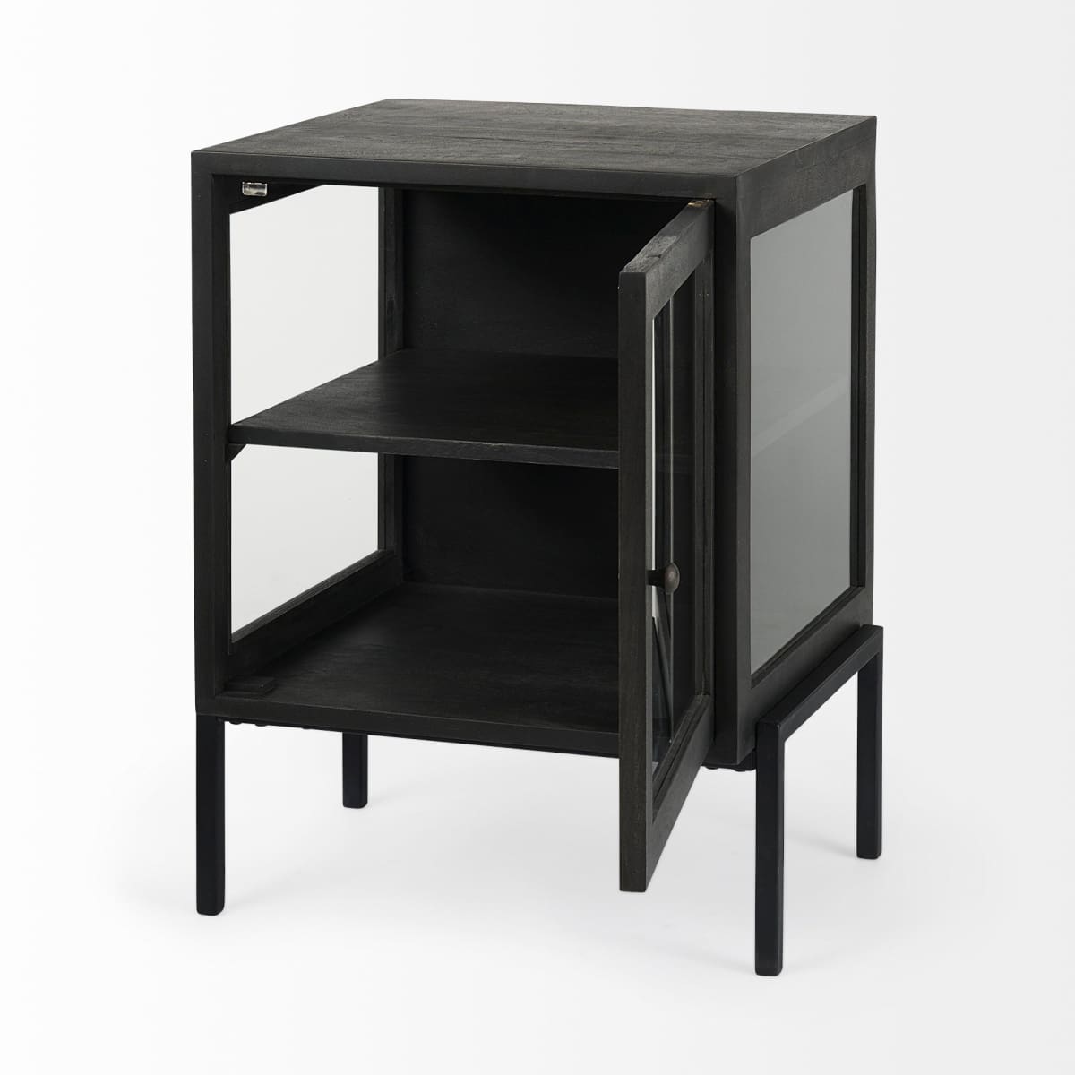 Arelius End Side Table Dark Black-Brown Wood | Black Metal - end-and-side-tables