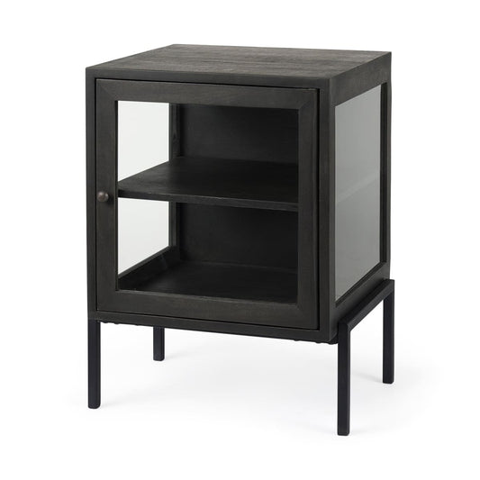 Arelius End Side Table Dark Brown Wood | Black Metal - end-and-side-tables