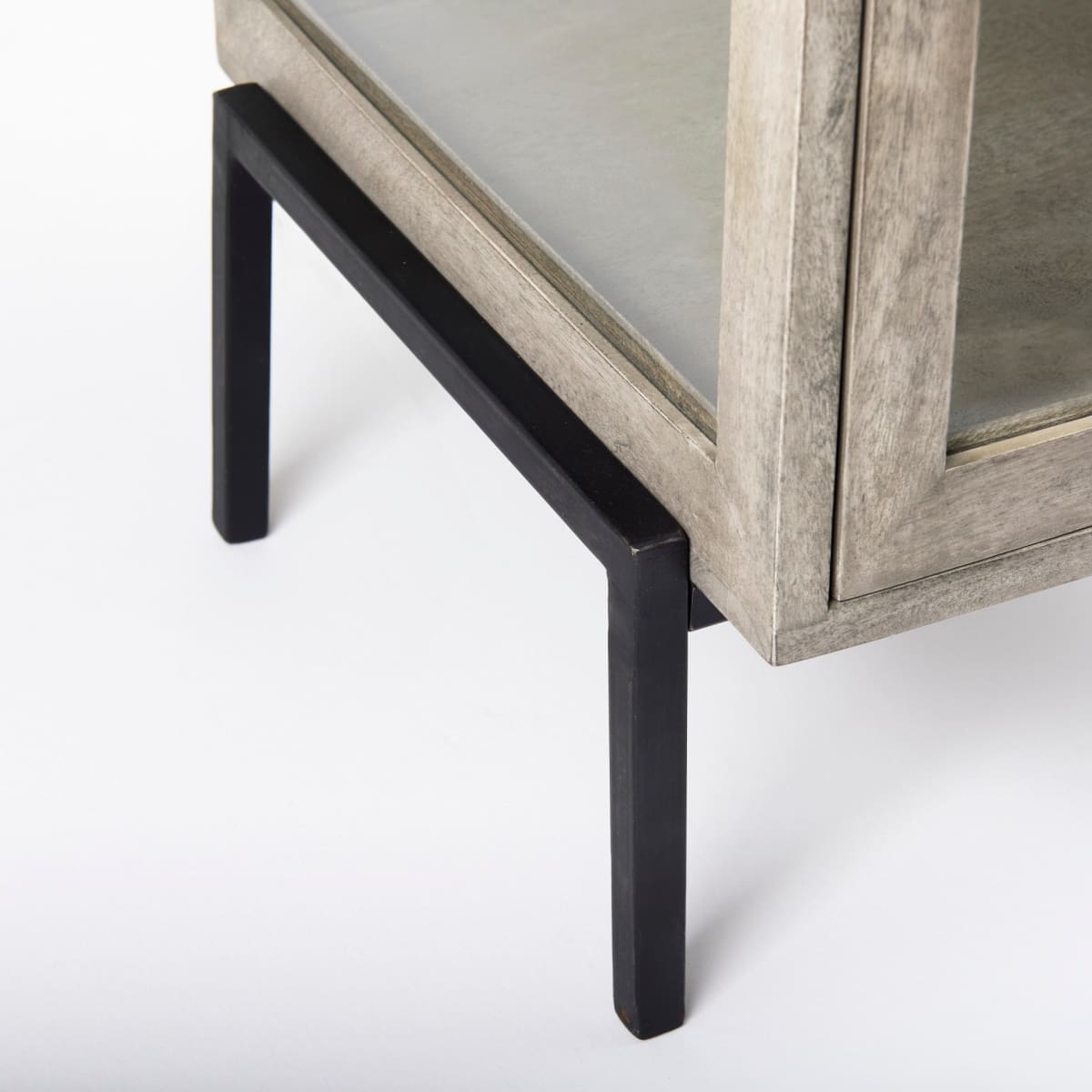 Arelius End Side Table Gray Wood | Black Metal - end-and-side-tables