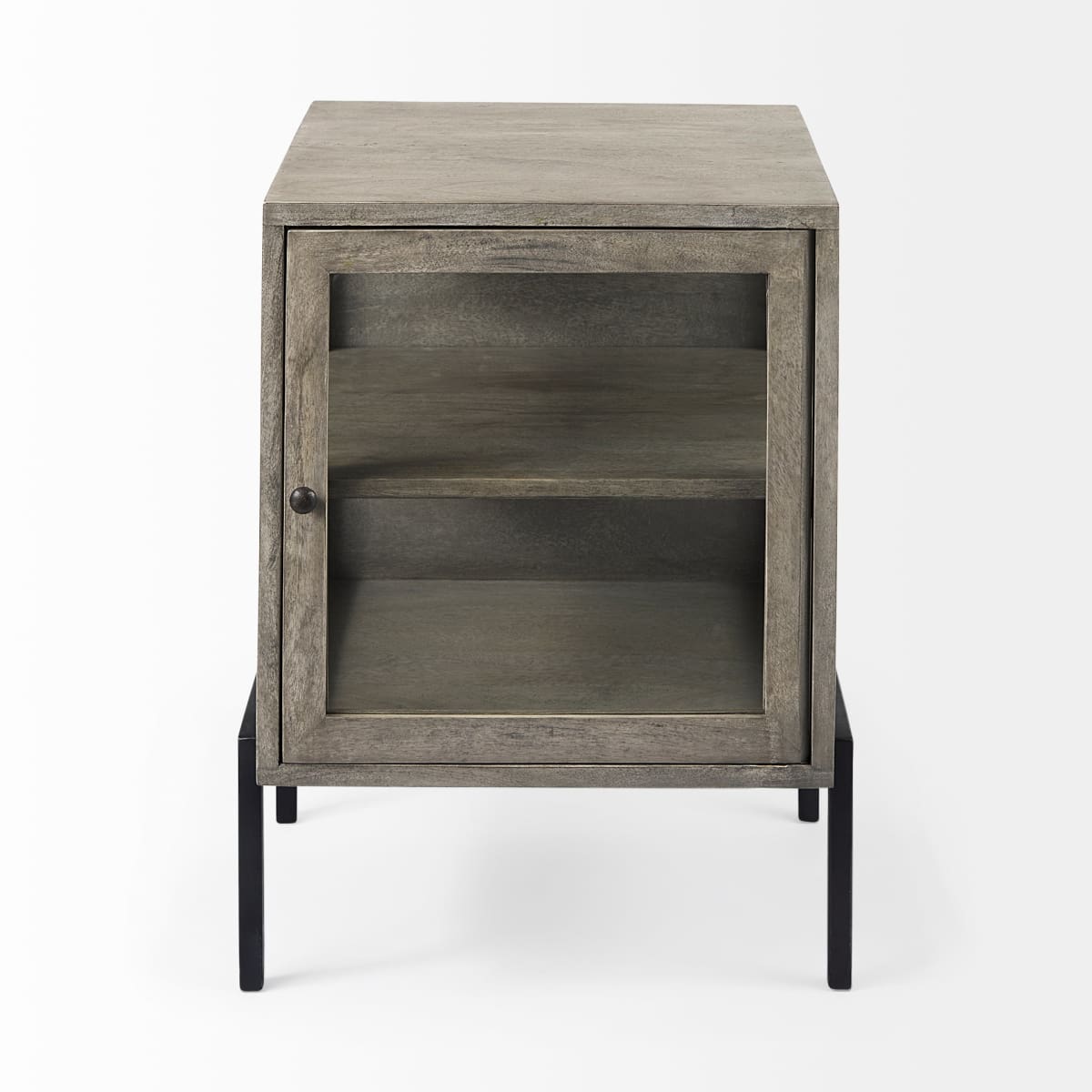 Arelius End Side Table Gray Wood | Black Metal - end-and-side-tables