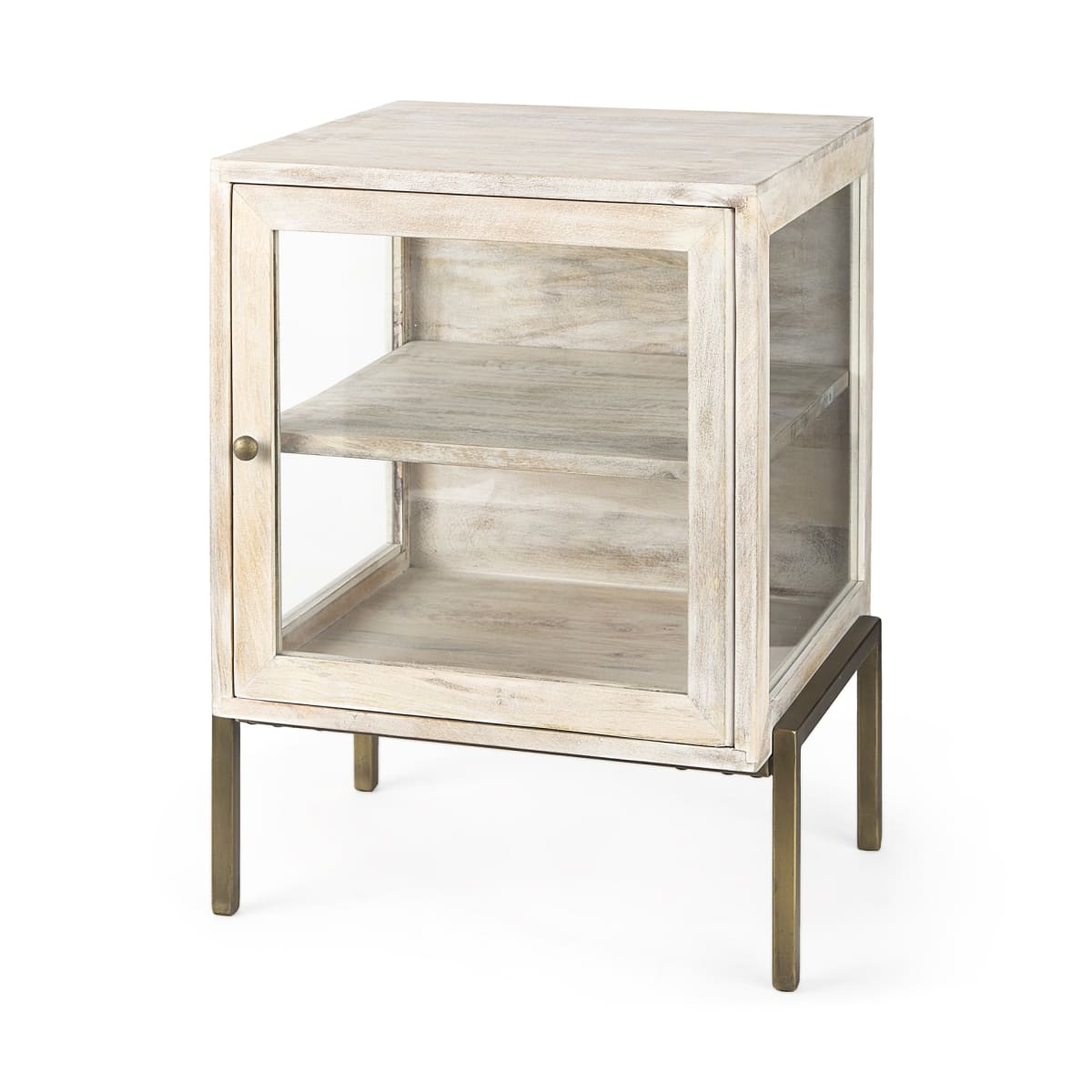 Arelius End Side Table White Wood | Gold Metal - end-and-side-tables